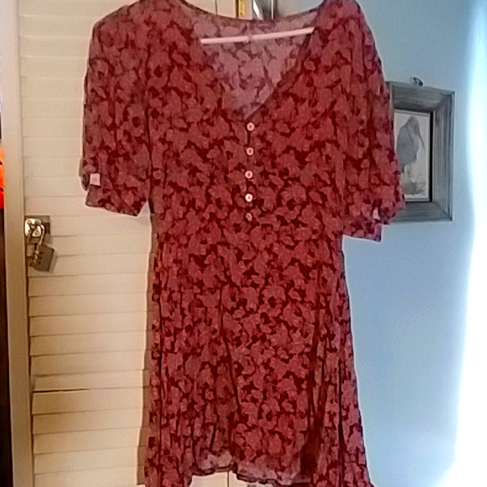 Red floral dress